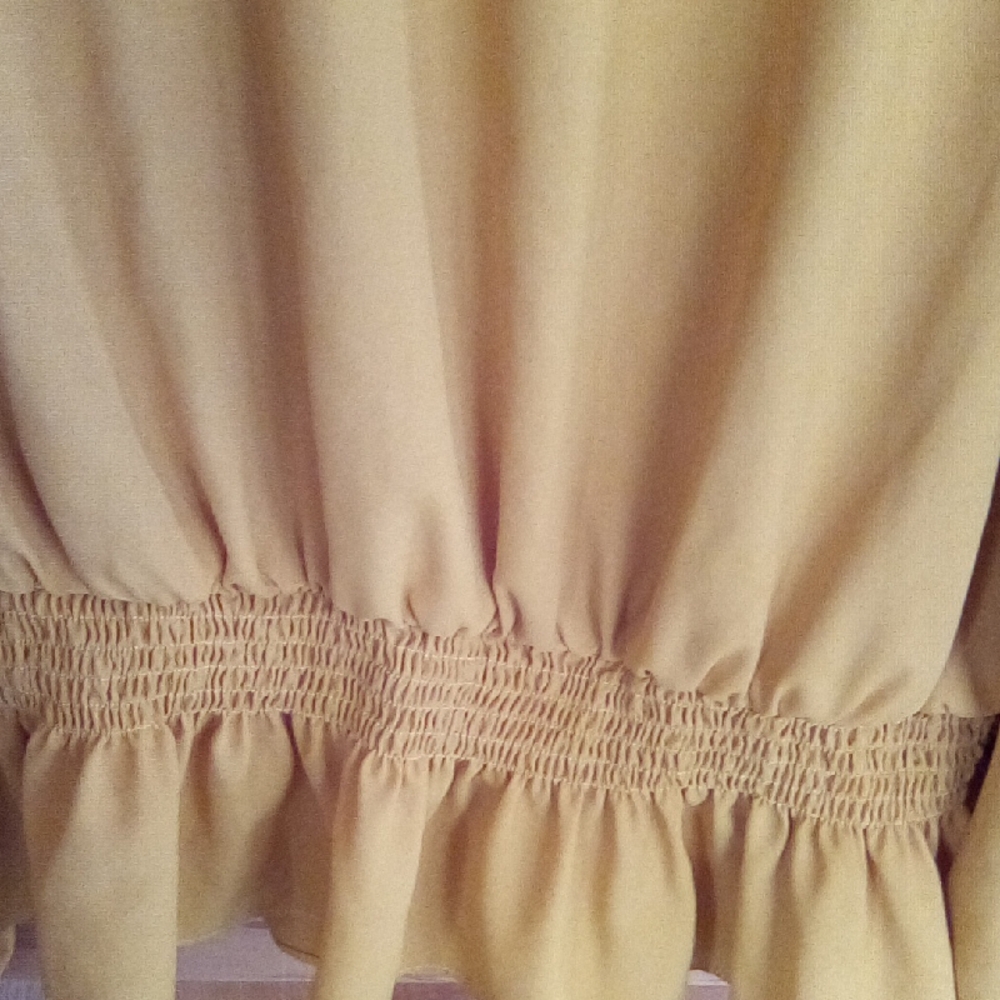 Women's Mustard Ruffle Neck Blouse - Picture 5 of 14